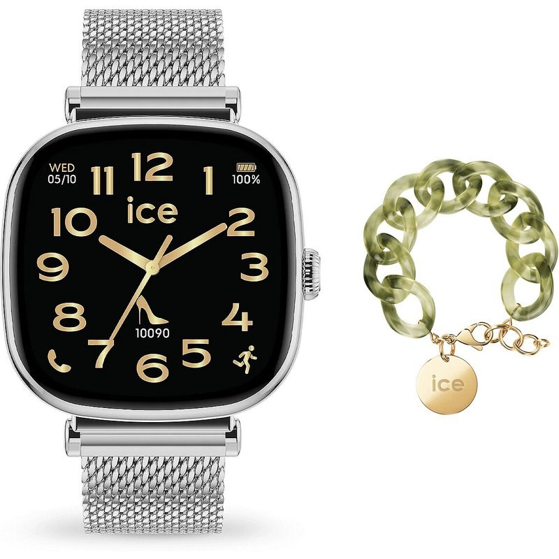 Ice-Watch Ice Watch Ice Smart SQ 2.0 1.7 Argent + Bracelet Chaine Opaline Vert OFFERT !