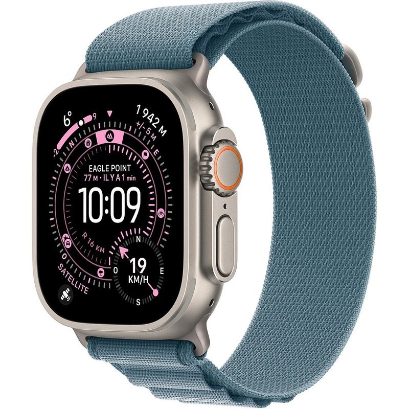 Apple Watch Ultra 3 GPS + Cellular 49 mm Titane Naturel Boucle Alpine Bleu Clair L
