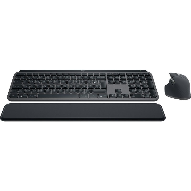 Logitech MX Keys S Combo - Ensemble clavier et souris - rétroéclairé - sans fil - Bluetooth LE - AZERTY - Français - commutateur : commutateurs à clé à ciseaux - graphite - avec Palm Rest