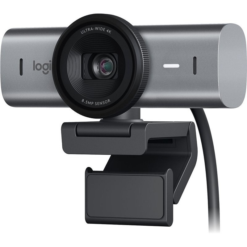 Logitech MX Brio webcam de collaboration et streaming 4K Ultra HD, 1080P a 60 IPS, 2 micros avec réduction de bruit, USB-C, cache pour webcam - Graphite