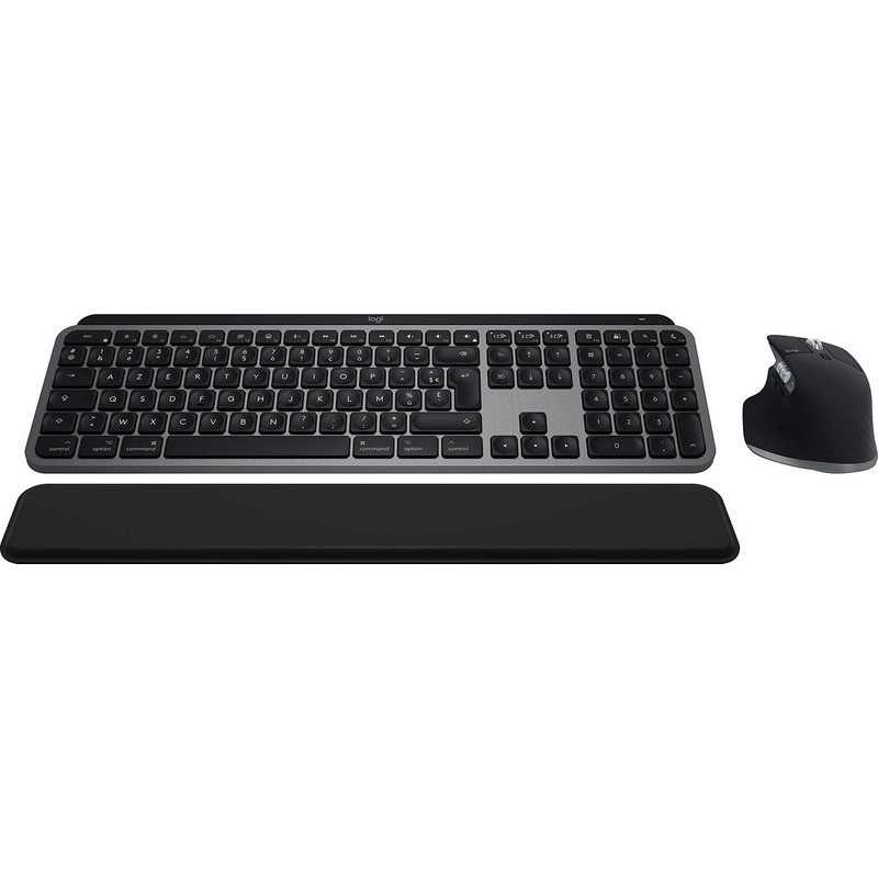 Logitech MX Keys S Combo for Mac, clavier et souris sans fil, repose-poignets, clavier retroeclaire, defilement rapide, Bluetooth USB-C