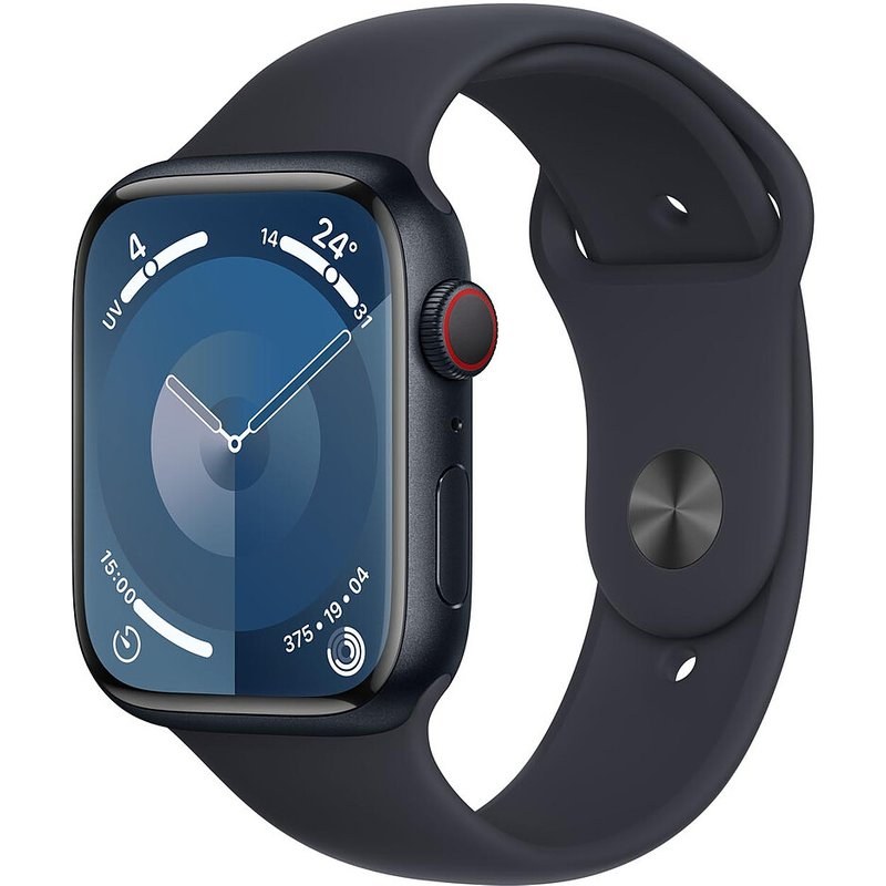 Apple Watch Series 9 GPS + Cellular Aluminium Minuit Bracelet Sport Band S/M 45 mm
