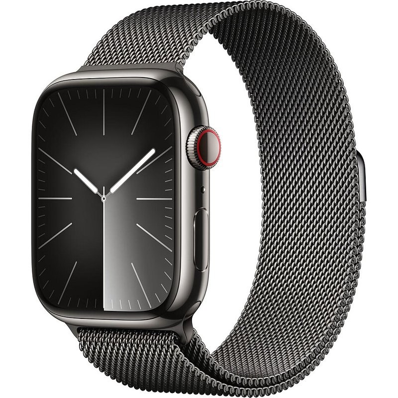 Apple Watch Series 9 GPS + Cellular Acier Inoxydable Graphite Bracelet Milanais 45 mm