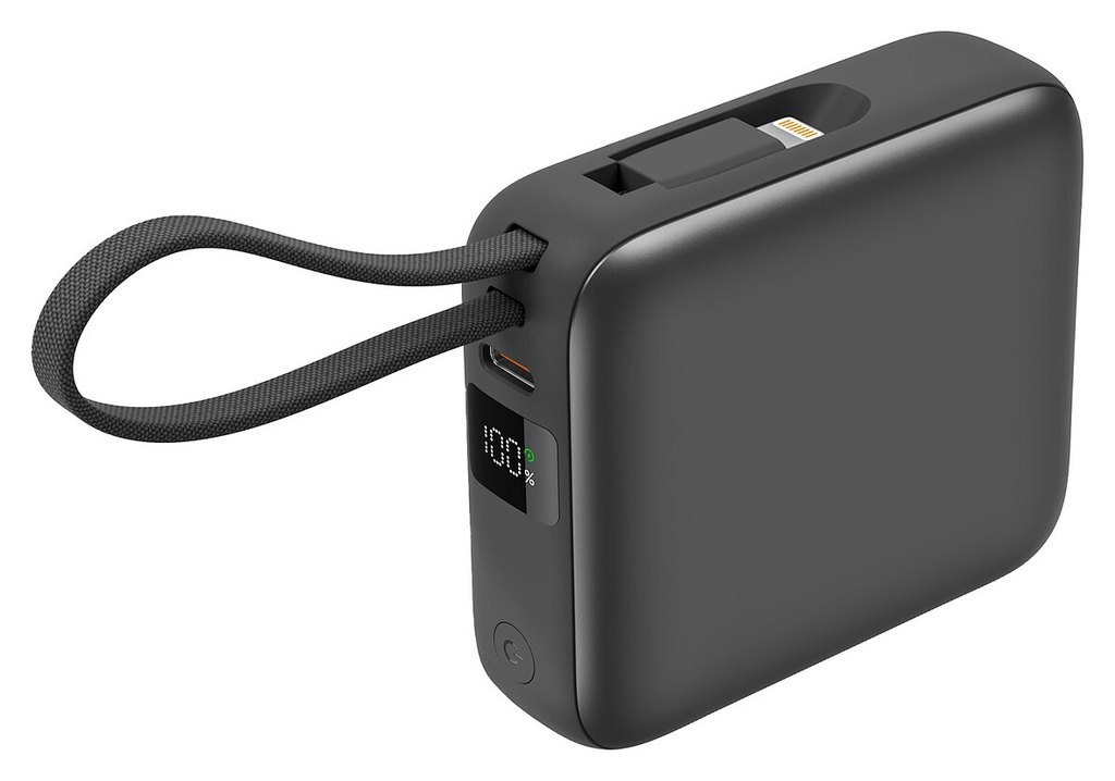 Akashi Batterie de Secours avec câbles USB-C et Lightning intégrés