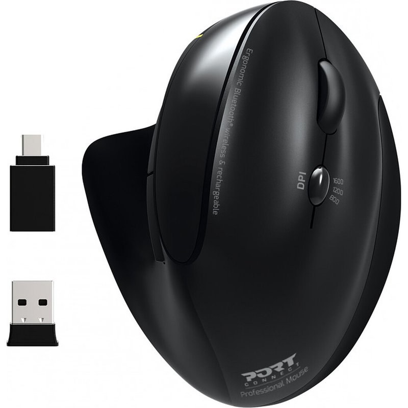 PORT Connect Souris Ergonomique Bluetooth sans fil et rechargeable