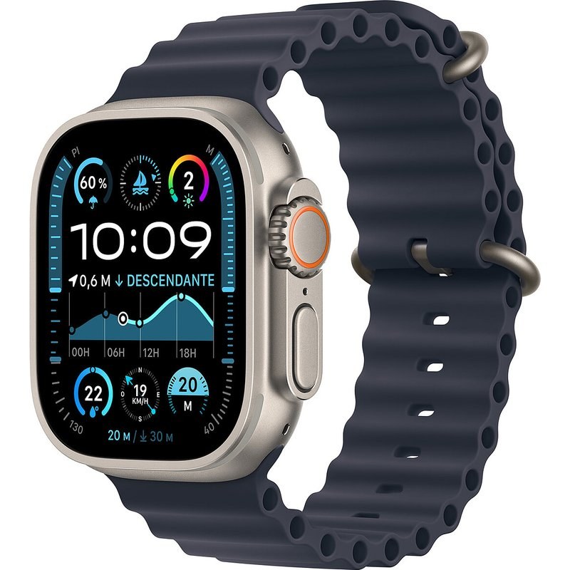 Apple Watch Ultra 2 GPS + Cellular 49 mm Titane Naturel Bracelet Océan Marine