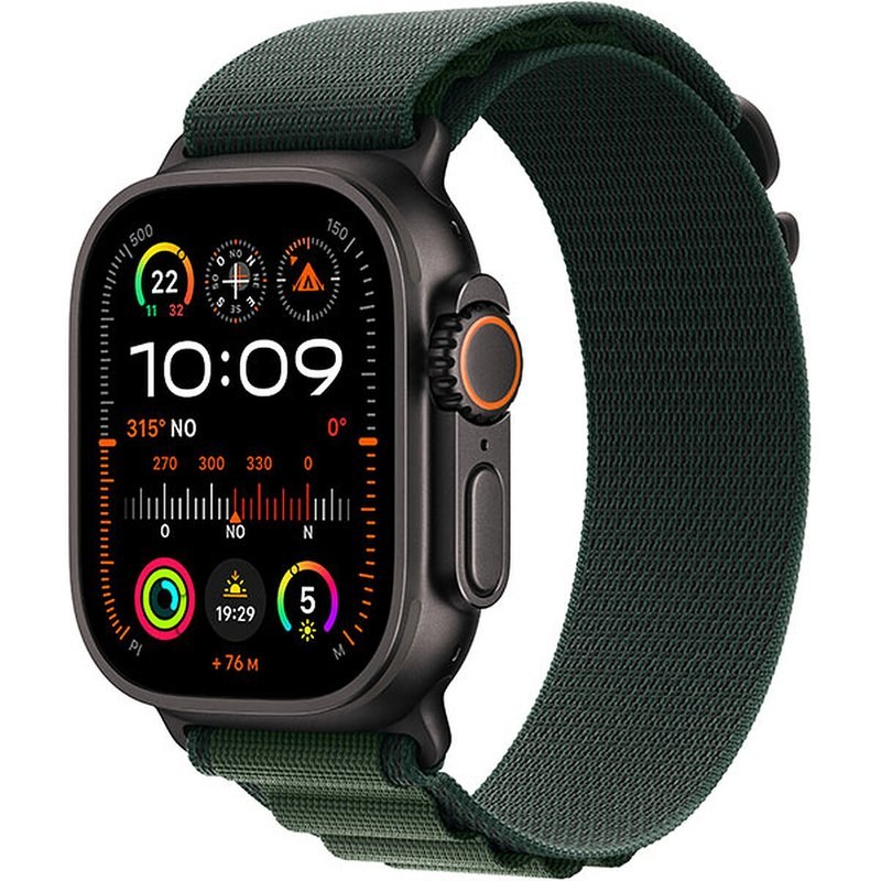 Apple Watch Ultra 2 GPS + Cellular 49 mm Titane Noir Bracelet Alpine Vert Foncé L