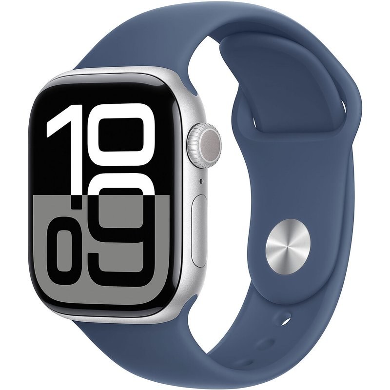 Apple Watch Series 10 GPS 42 mm Aluminium Argent Bracelet Sport Denim S/M