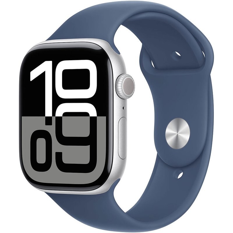 Apple Watch Series 10 GPS 46 mm Aluminium Argent Bracelet Sport Denim M/L