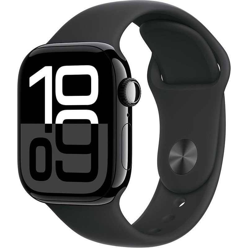 Apple Watch Series 10 GPS + Cellular 42 mm Aluminium Noir de Jais Bracelet Sport Noir M/L