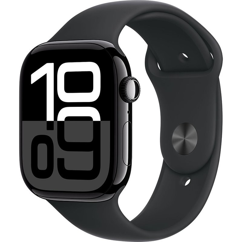 Apple Watch Series 10 GPS + Cellular 46 mm Aluminium Noir de Jais Bracelet Sport Noir S/M