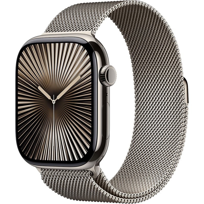 Apple Watch Series 10 GPS + Cellular 46 mm Titane Naturel Bracelet Milanais M/L