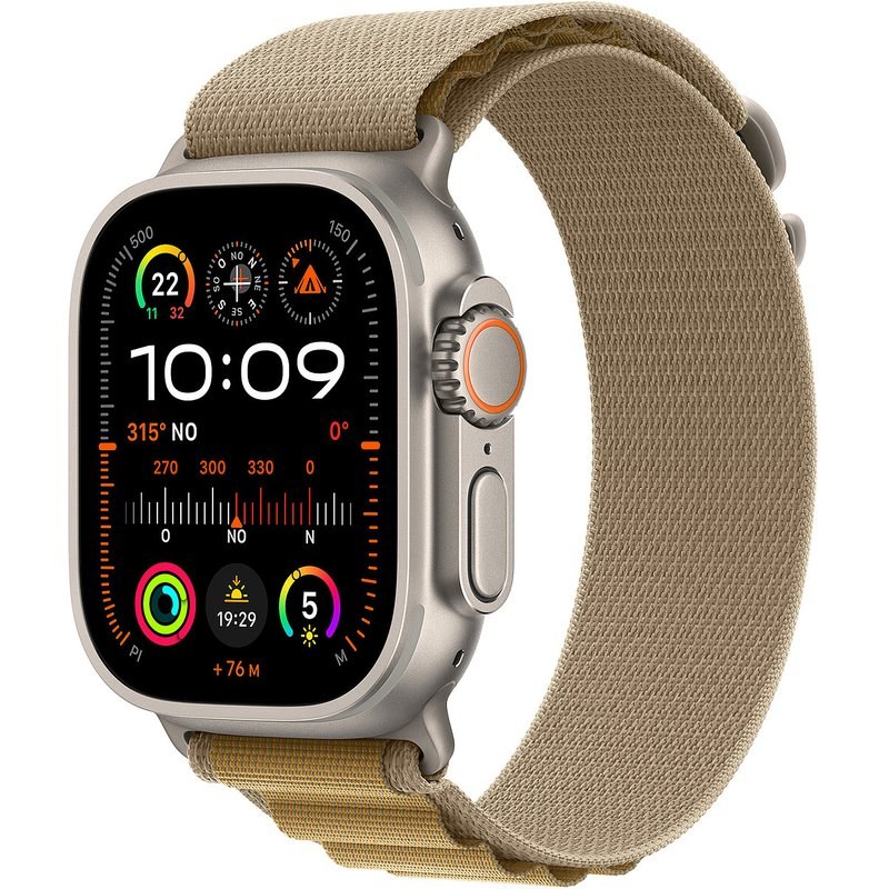 Apple Watch Ultra 2 GPS + Cellular 49 mm Titane Naturel Bracelet Alpine Sahara L
