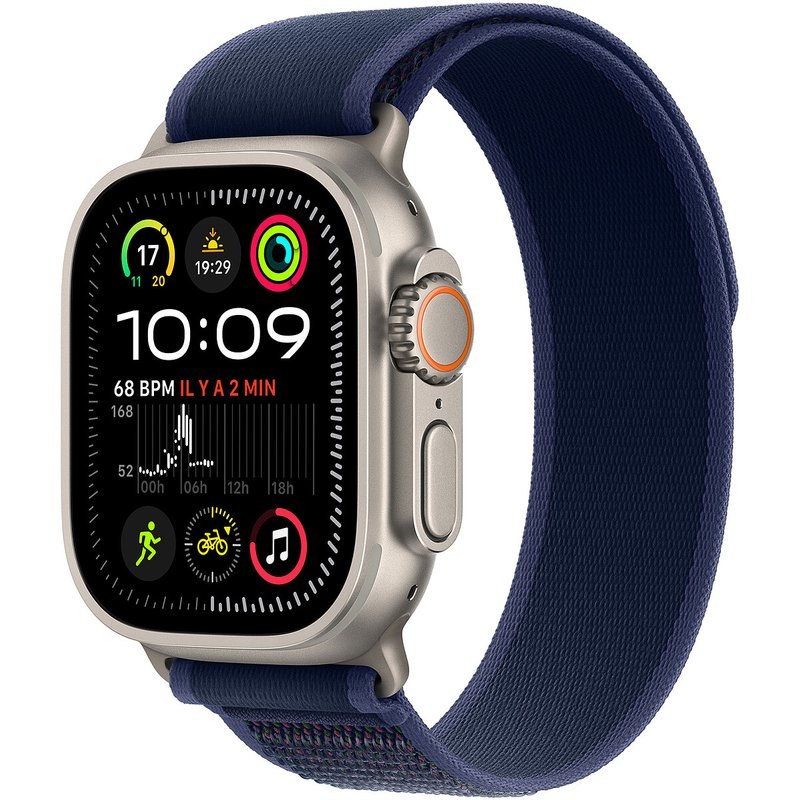 Apple Watch Ultra 2 GPS + Cellular 49 mm Titane Naturel Bracelet Trail Bleu M/L