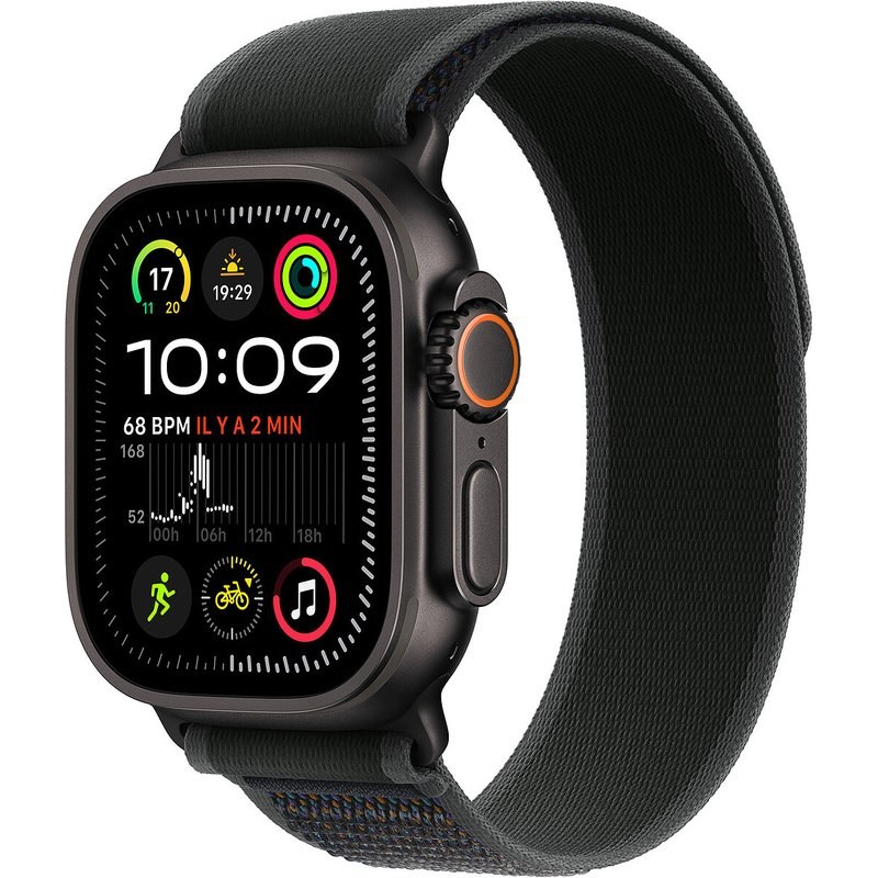 Apple Watch Ultra 2 GPS + Cellular 49 mm Titane Noir Bracelet Trail Noir M/L
