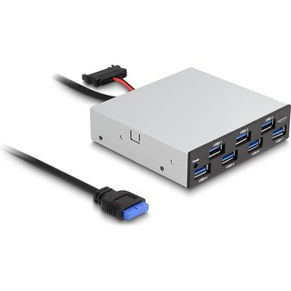 DeLock Hub USB 3.0 (7 ports USB-A) en façade dans baie 3.5''