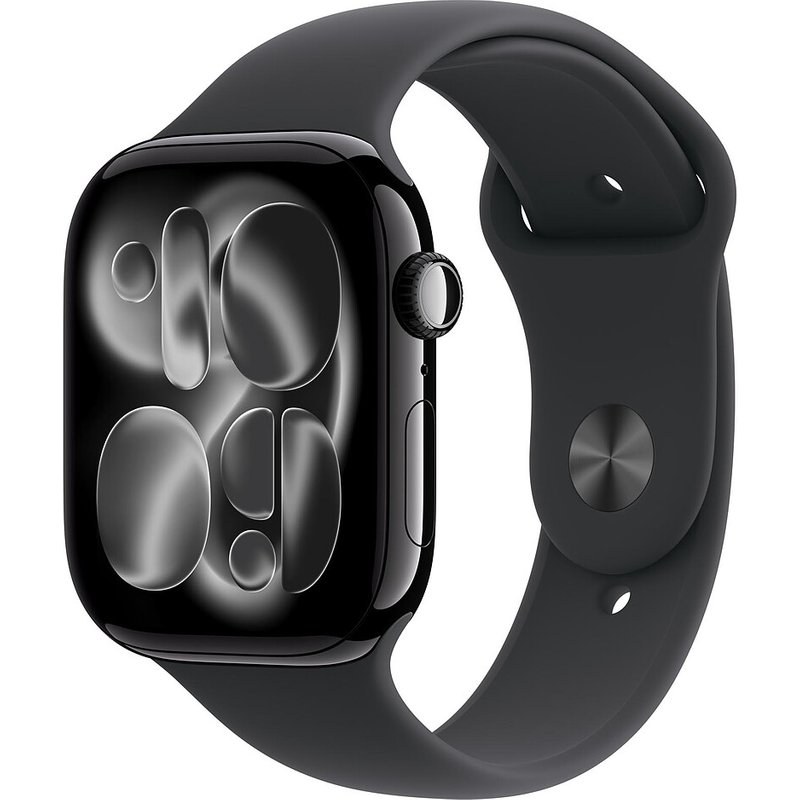 Apple Watch Series 11 GPS 46 mm Aluminium Noir de Jais Bracelet Sport Noir S/M