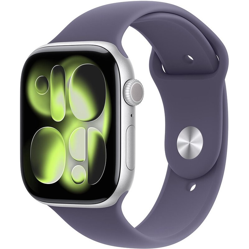 Apple Watch Series 11 GPS 46 mm Aluminium Argent Bracelet Sport Violet M/L