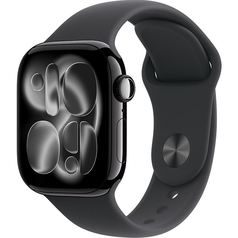 Apple Watch Series 11 GPS + Cellular 42 mm Aluminium Noir de Jais Bracelet Sport Noir S/M