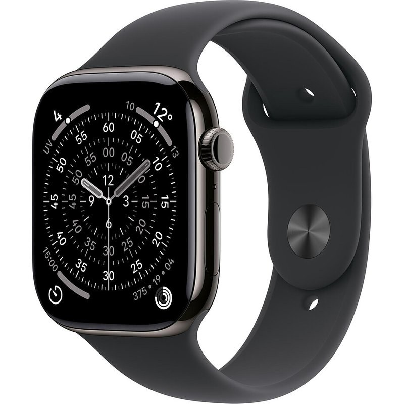 Apple Watch Series 11 GPS + Cellular 42 mm Titane Ardoise Bracelet Sport Noir M/L