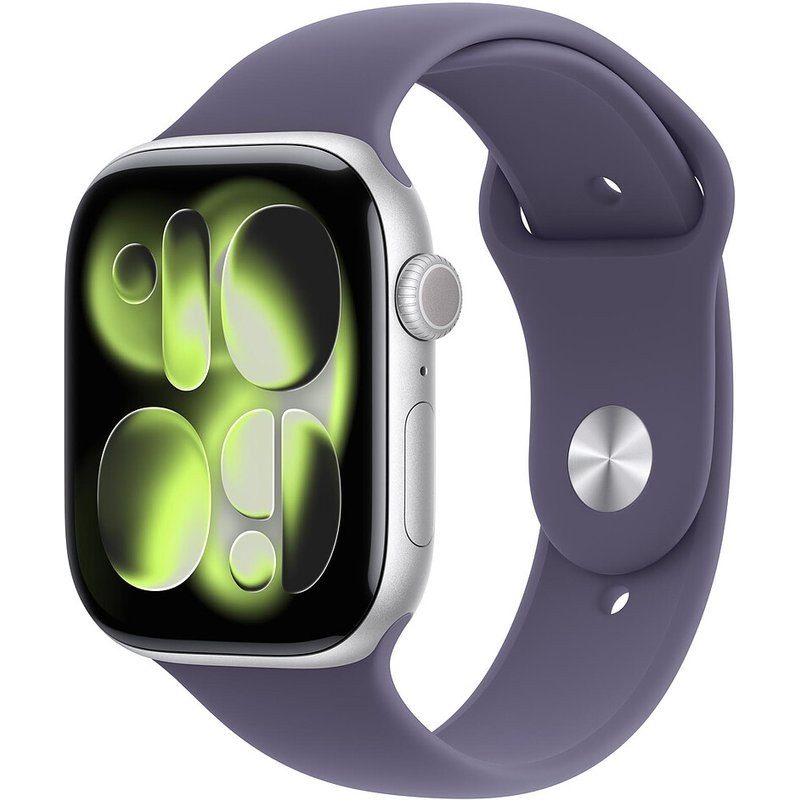 Apple Watch Series 11 GPS + Cellular 46 mm Aluminium Argent Bracelet Sport Violet S/M