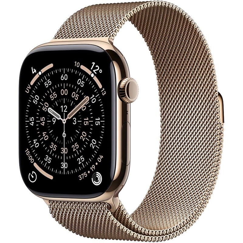 Apple Watch Series 11 GPS + Cellular 46 mm Titane Or Bracelet Milanais Or S/M