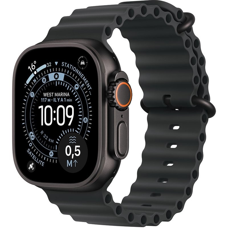 Apple Watch Ultra 3 GPS + Cellular 49 mm Titane Noir Bracelet Océan Noir