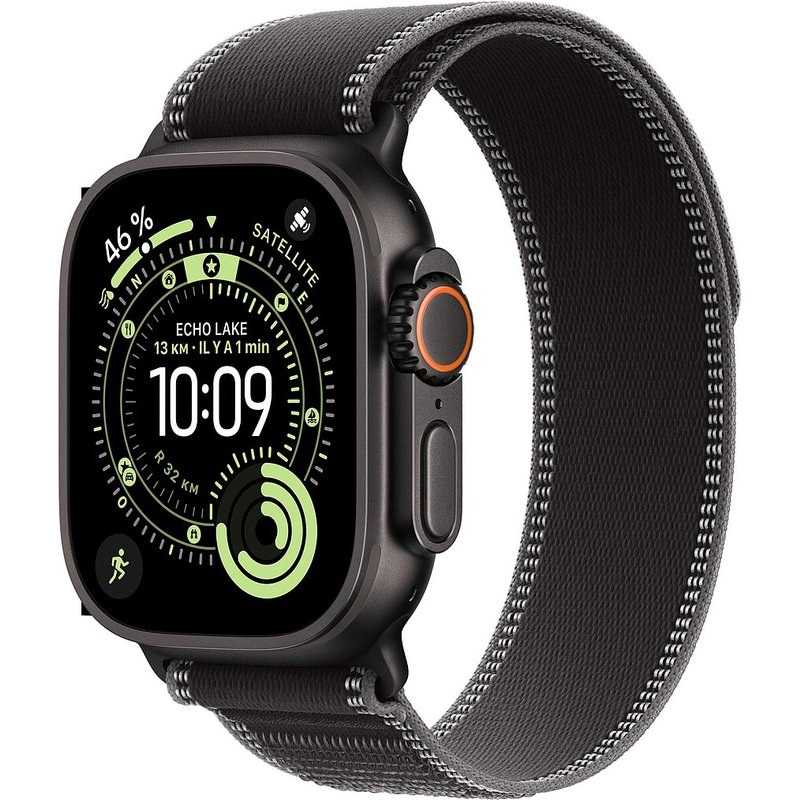 Apple Watch Ultra 3 GPS + Cellular 49 mm Titane Noir Boucle Trail Noir/Charbon S/M