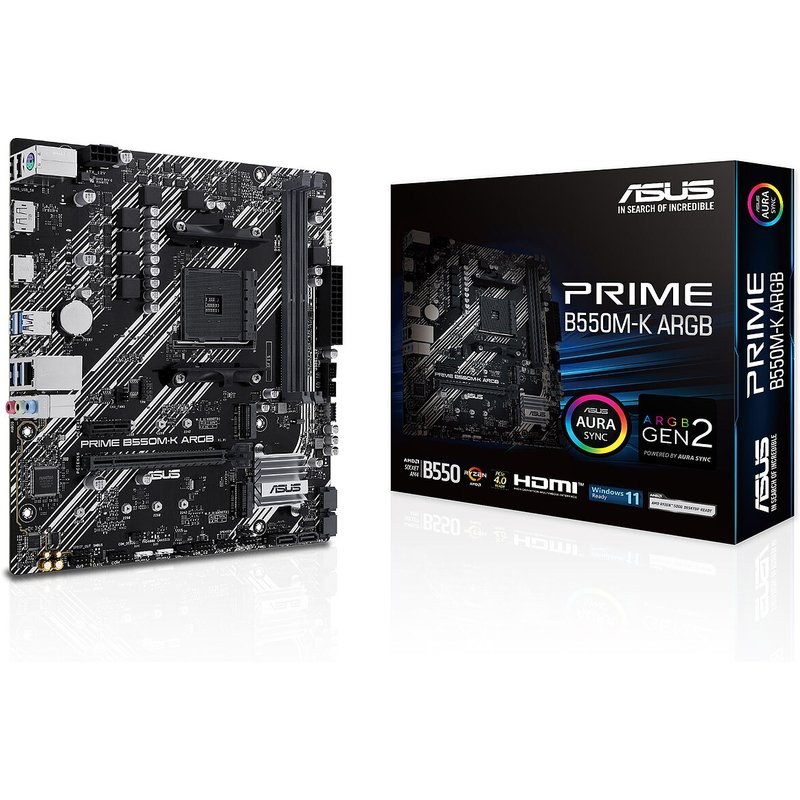 Carte mère ASUS PRIME AMD B550M-K ARGB micro ATX Socket AM4 Chipset AMD B550