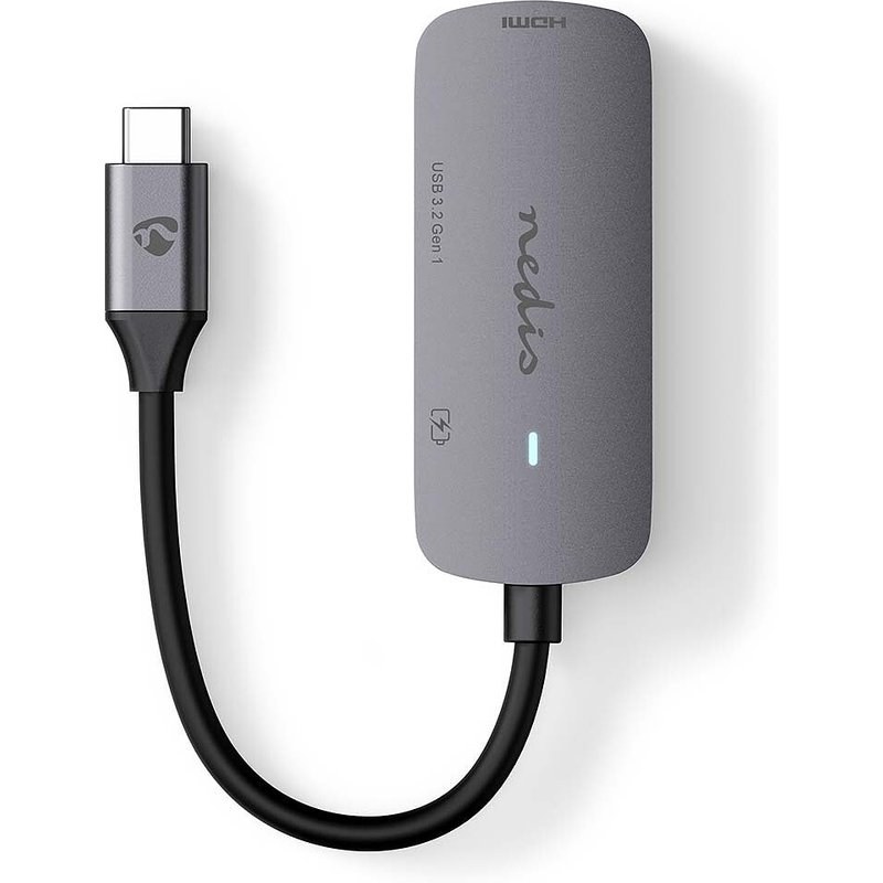 Nedis adaptateur Multi-Ports USB-C vers USB, USB-C et HDMI - 10 cm - Gris