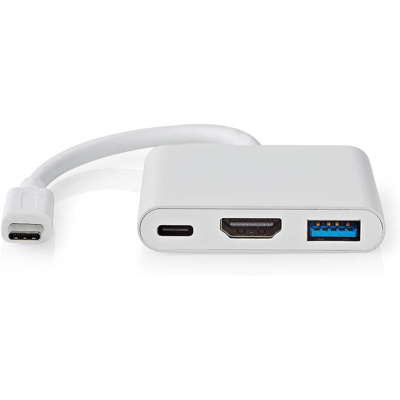 Nedis Hub USB-C vers USB, USB-C et HDMI - 10 cm - Blanc