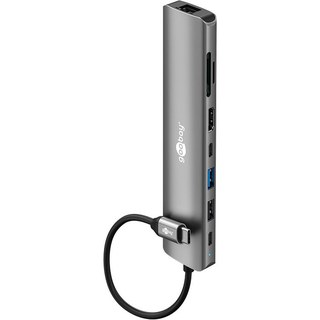 Goobay Hub Slim USB-C vers 1X HDMI 1.4, 2X USB-C 3.0, 1X USB-A 3.0, 1X USB-A 2.0, 1X RJ45, 1X