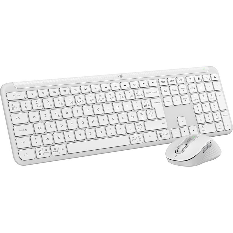 Logitech Sans fil MK950 Signature Slim, design élégant, saisie et clic discrets - Blanc casse