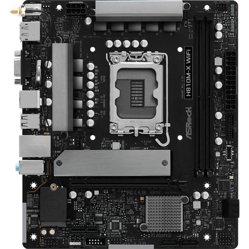 Carte mère ASRock H810M-X Wi-Fi Intel H810 LGA 1851 Micro ATX Wi-Fi intégré