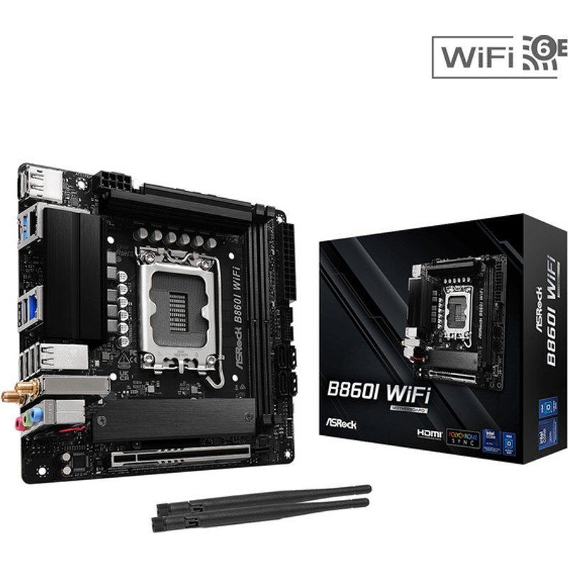 Carte mère ASRock B860I LGA1851 Mini-ITX B860I Wi-Fi DDR5 M.2 Wi-Fi 6E Ethernet 2,5 Go