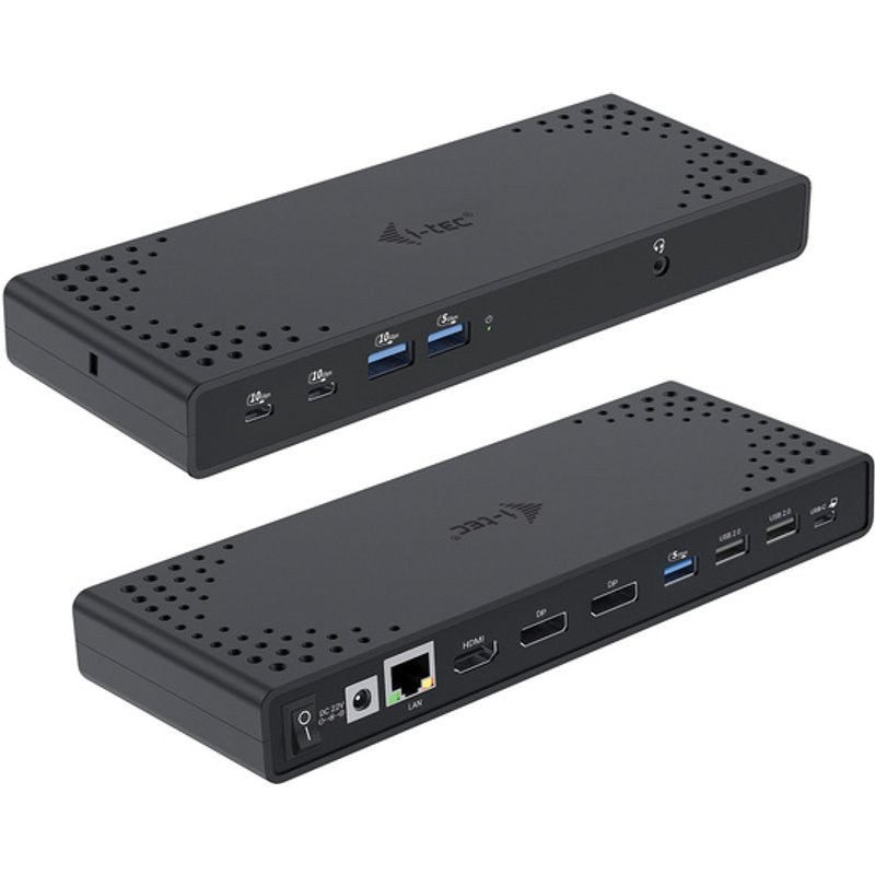 Station d'accueil i-tec USB-C Triple Display Gen 2 100 W 3 x 4K 7 x USB Ethernet Noir