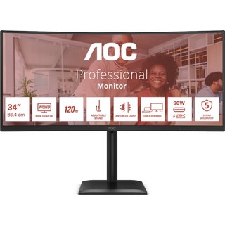 Moniteur AOC CU34E4CV 34" WQHD 120 Hz Ultrawide HDR10 KVM Adjustable