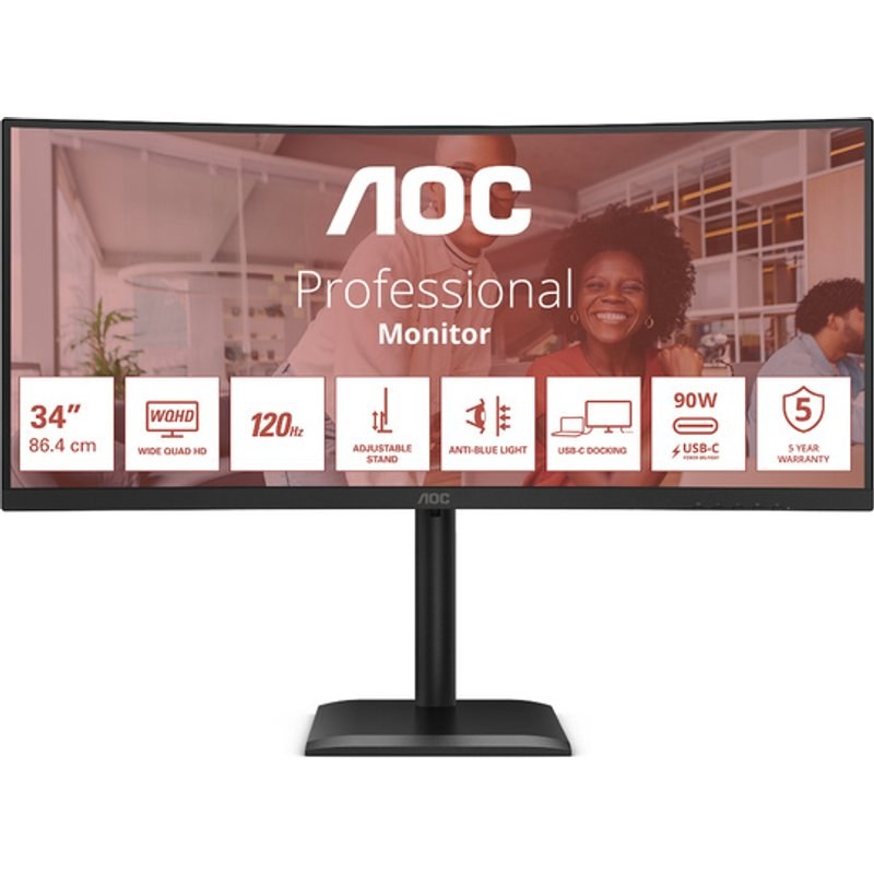 Moniteur AOC CU34E4CV 34" WQHD 120 Hz Ultrawide HDR10 KVM Adjustable
