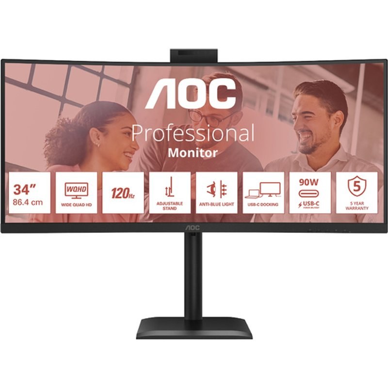 Écran PC AOC CU34E4CW 34" UltraWide Quad HD 120 Hz VA Incurvé HDR10 USB-C KVM