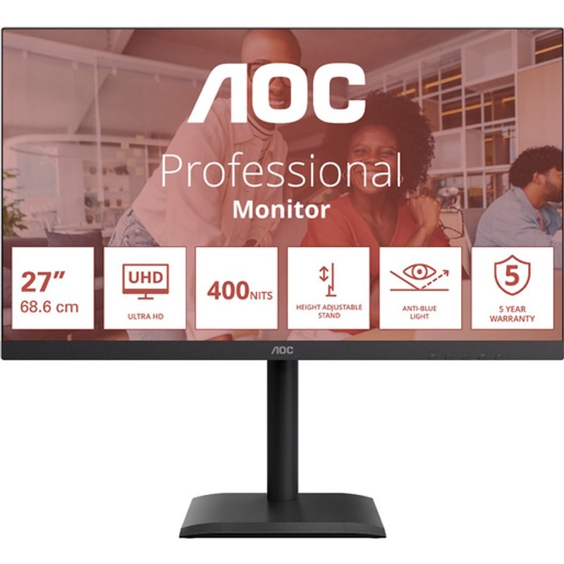 Écran PC AOC U27E4CV 27" UltraHD 4K 60 Hz IPS USB-C Haut-parleurs HDR400 4MS