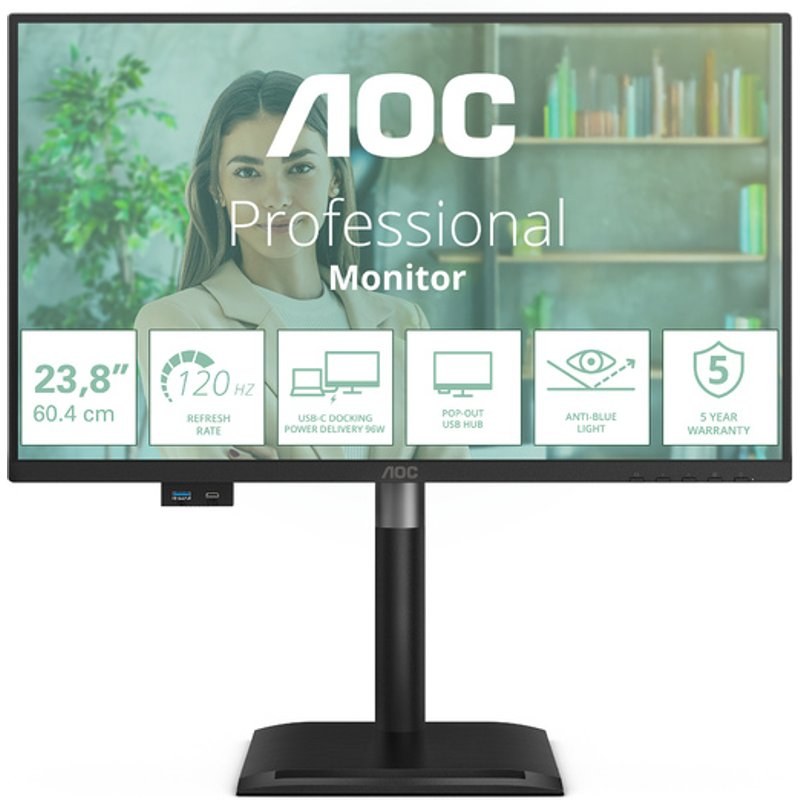 Écran PC AOC 24P4CV 24" Full HD 120 Hz IPS USB-C Hub Réglable Hauteur
