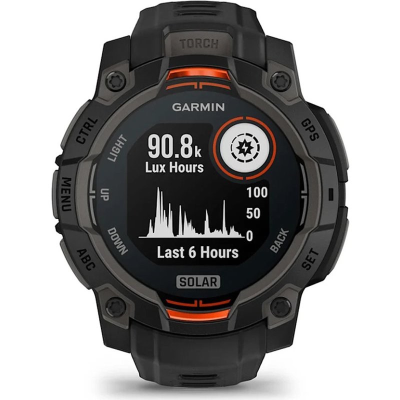 Garmin Instinct 3 Solar Bluetooth GPS 45 mm MIP Noir Unisexe Étanche 10ATM SPO2 Pulsomètre