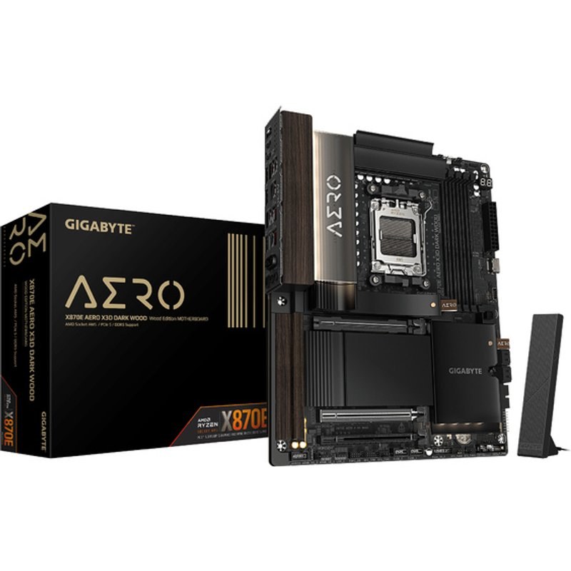 Carte mère GIGABYTE X870E AERO X3D DARK WOOD AMD X870E AM5 DDR5 ATX Wi-Fi 7 USB4