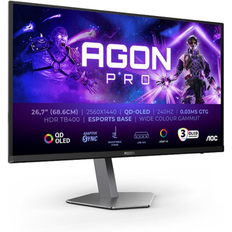 Écran PC Gaming Aoc Agon Pro AG276QZD2 26,7" OLED 240 Hz QHD Gris foncé et Noir